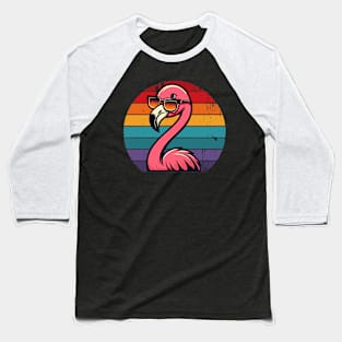 Cool Retro Flamingo in Sunglasses 70s 80s 90s Funny Flamingo Baseball T-Shirt